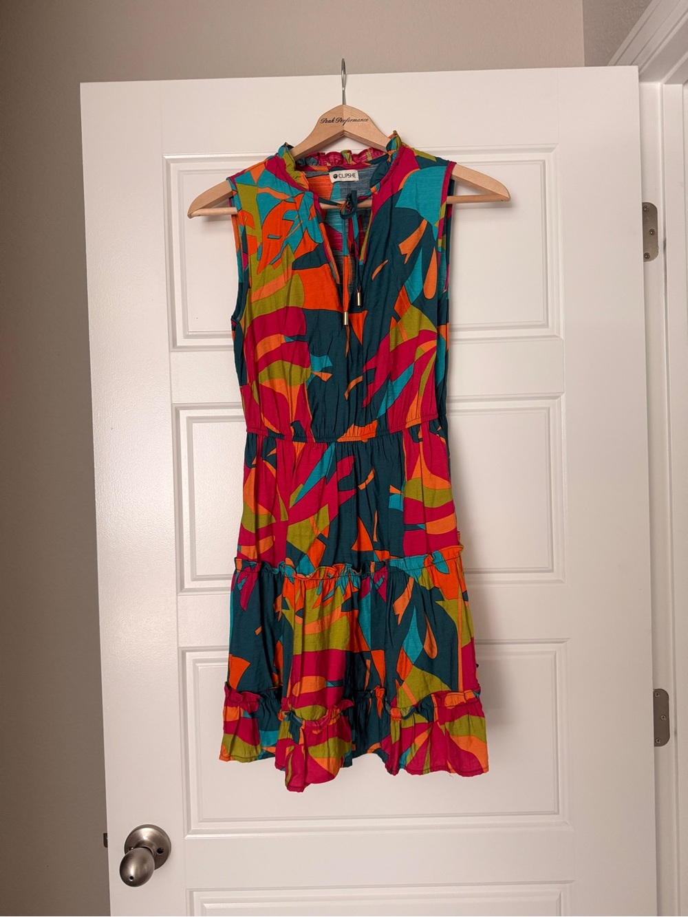 Cupshe Teal Multicolor Sleeveless Tiered Midi Dress - Picture 1 of 4
